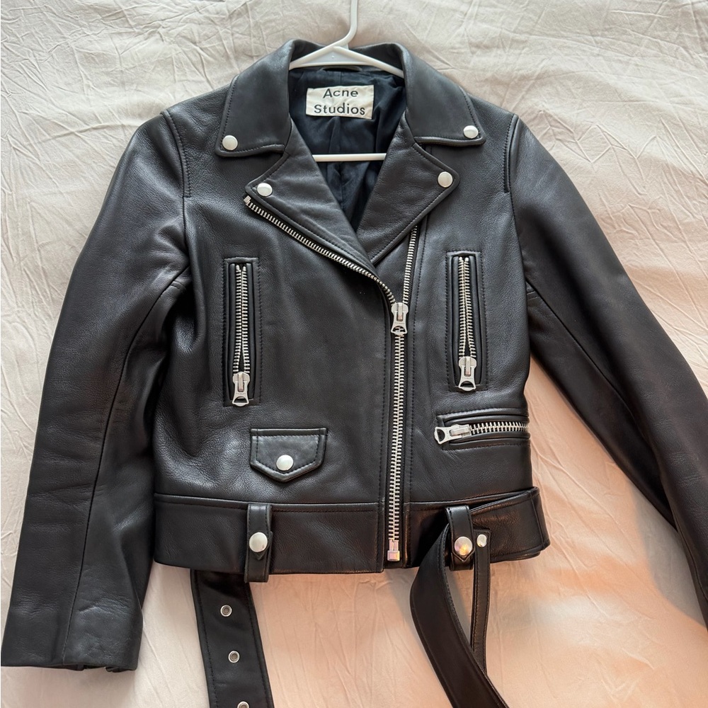 Acne Black Leather Biker Jacket